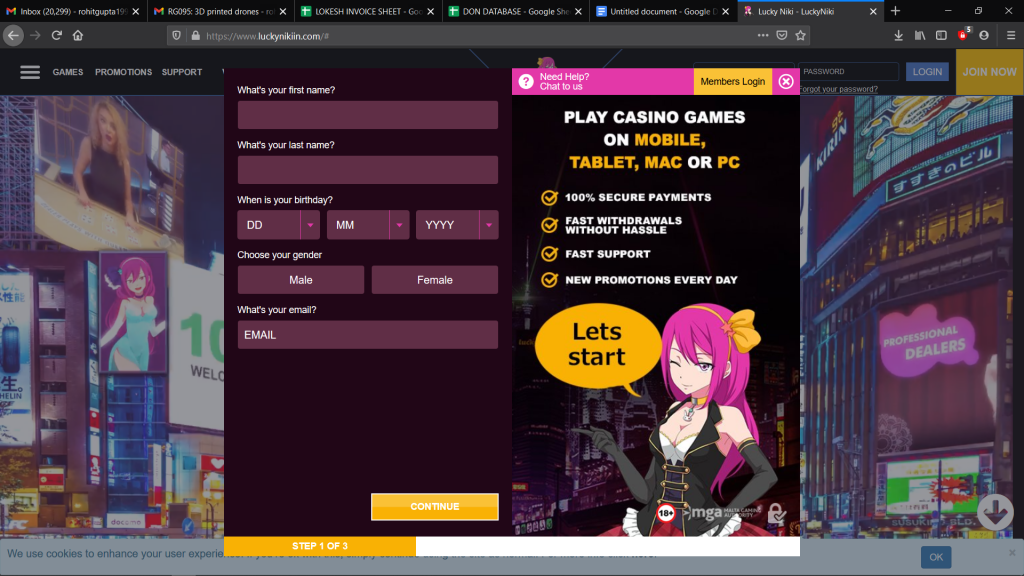 LuckyNiki Casino Registration Guide